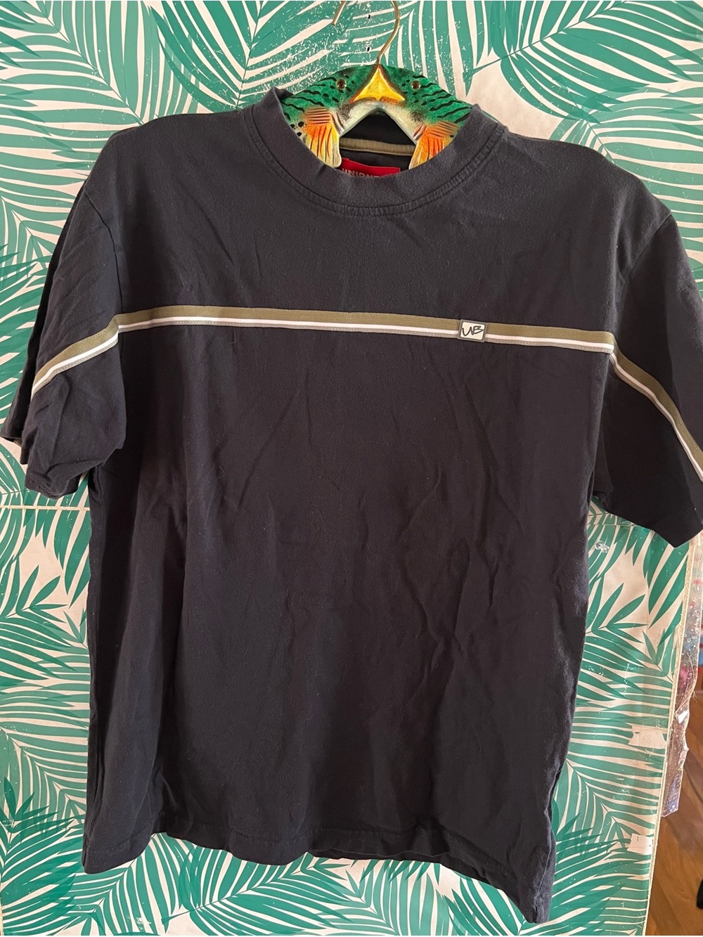 Vintage UNIONBAY Black Short-Sleeve Tee w/ Contrast Stripe Sz L y2k 90’s